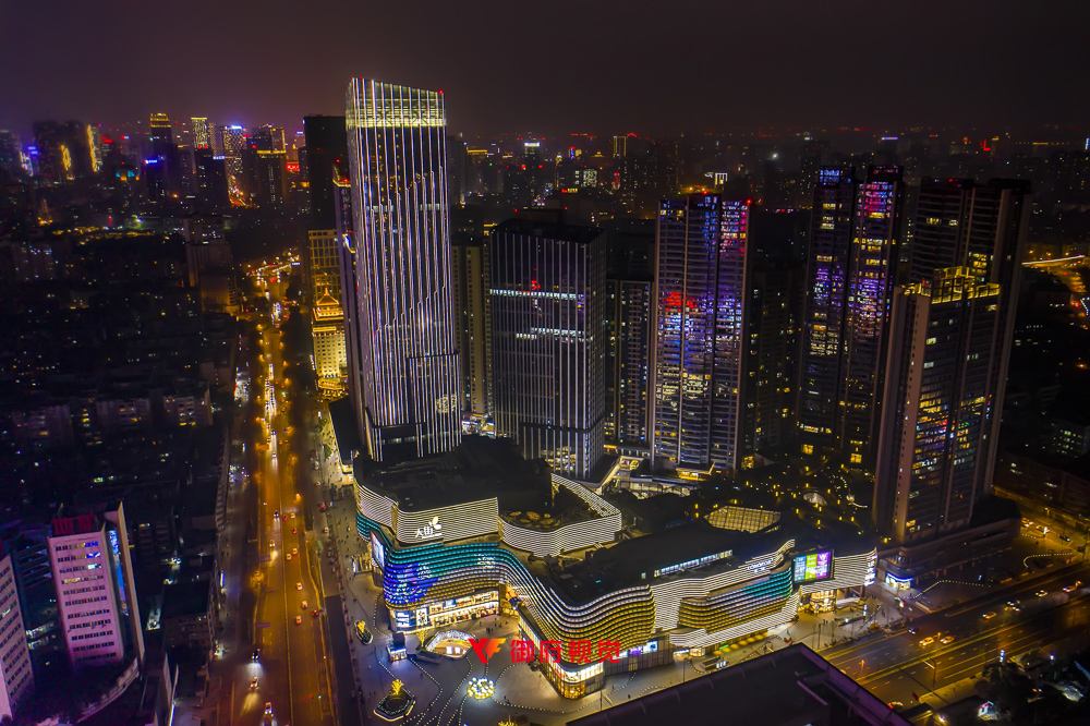 大峡谷,成都上城龙湖天街,楼体亮化工程,成都航拍摄影