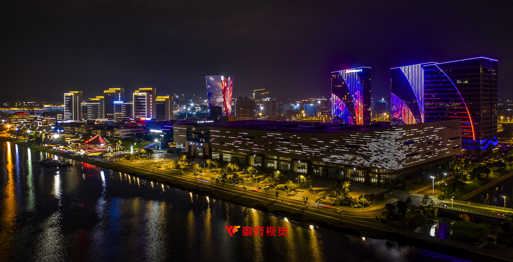 福州东湖,数字小镇,万豪酒店,大峡谷,亮化工程航拍