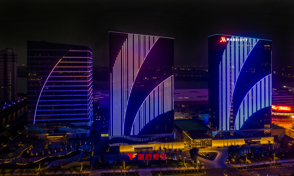 福州东湖,数字小镇,万豪酒店,大峡谷,亮化工程航拍