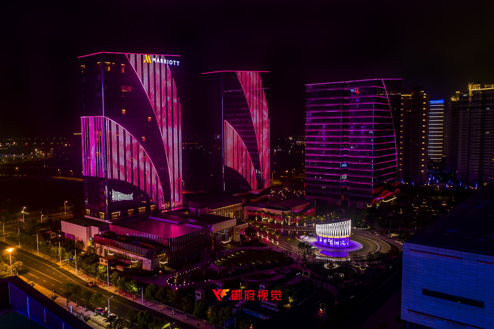 福州东湖,数字小镇,万豪酒店,大峡谷,亮化工程航拍