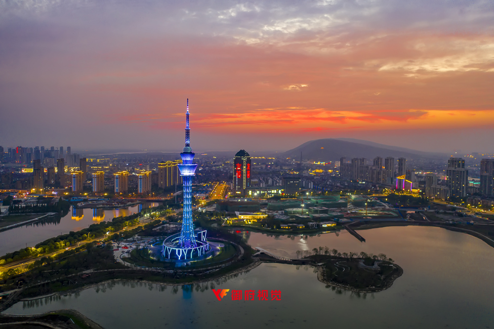 盐城新地标,琴湖,盐城电视塔,盐城航拍摄影