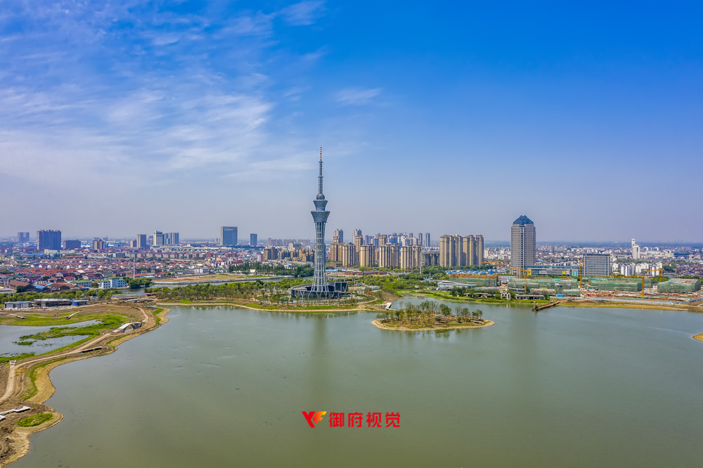 盐城新地标,琴湖,盐城电视塔,盐城航拍摄影