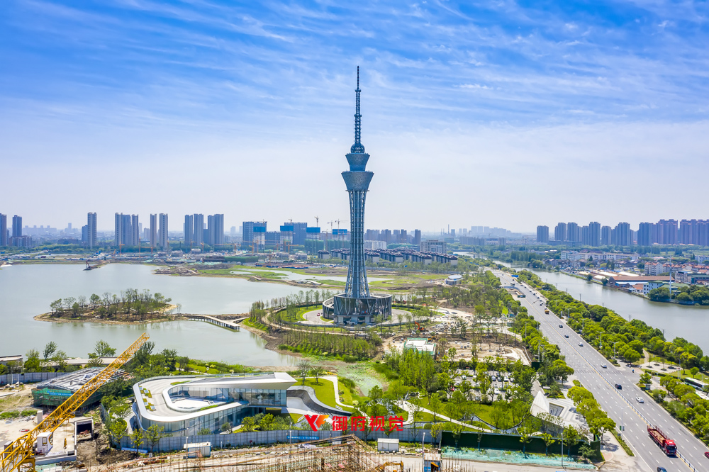 盐城新地标,琴湖,盐城电视塔,盐城航拍摄影