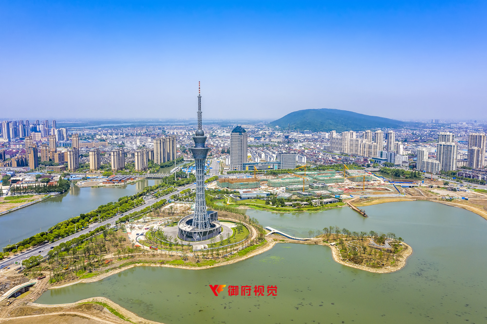 盐城新地标,琴湖,盐城电视塔,盐城航拍摄影