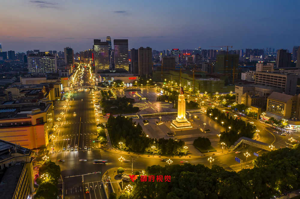 南昌八一广场,城市地标,市政亮化,广告航拍