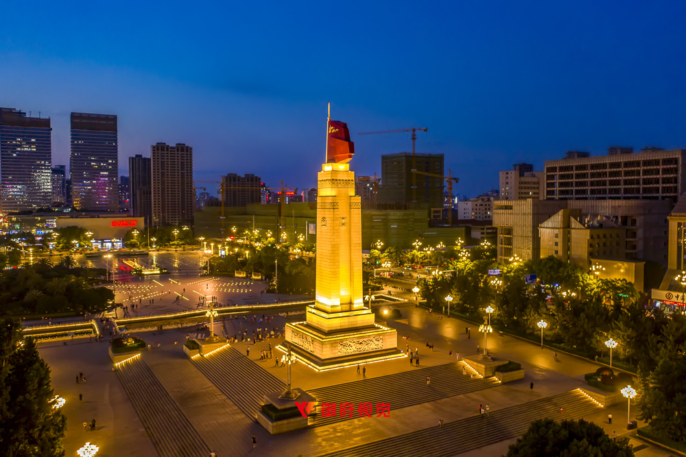 南昌八一广场,城市地标,市政亮化,广告航拍