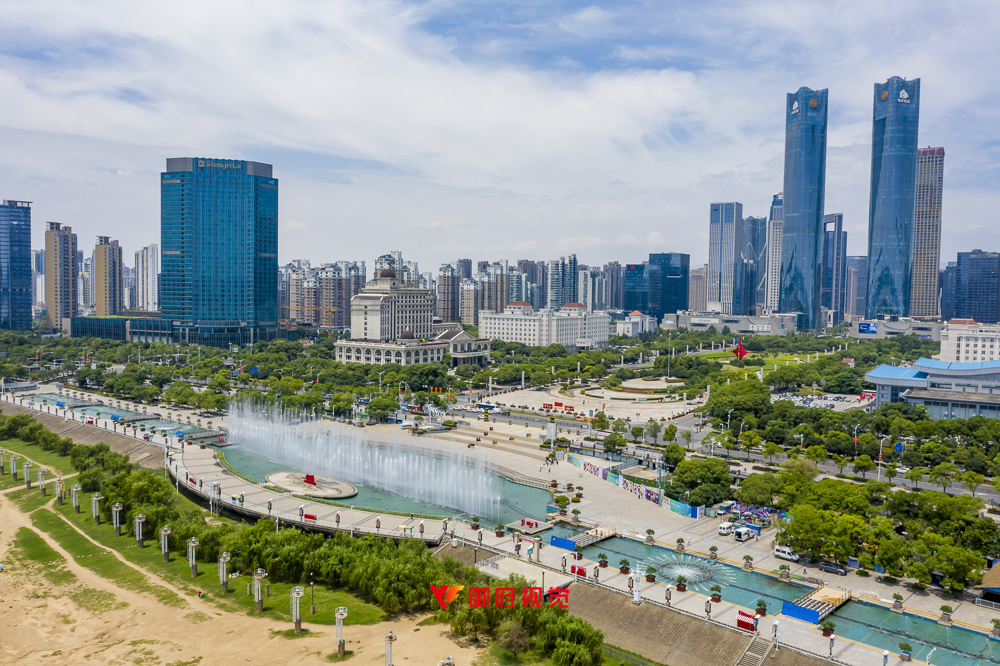 红谷滩,秋水广场,音乐喷泉,航拍宣传,南昌航拍摄影