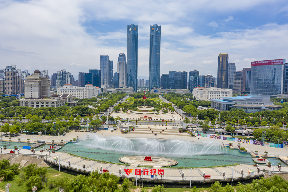 红谷滩,秋水广场,音乐喷泉,航拍宣传,南昌航拍摄影