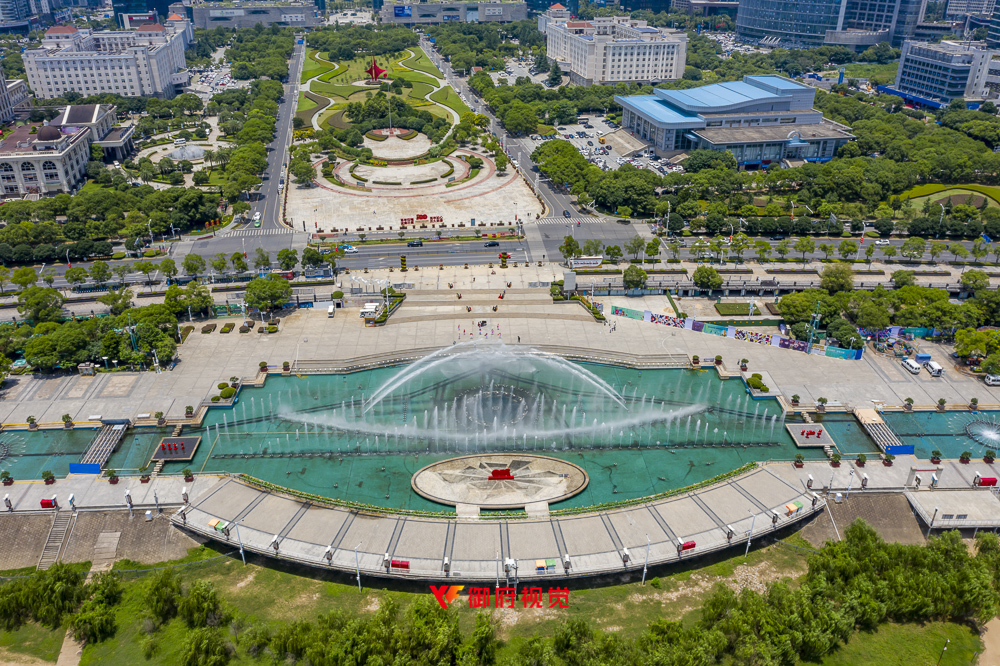 红谷滩,秋水广场,音乐喷泉,航拍宣传,南昌航拍摄影
