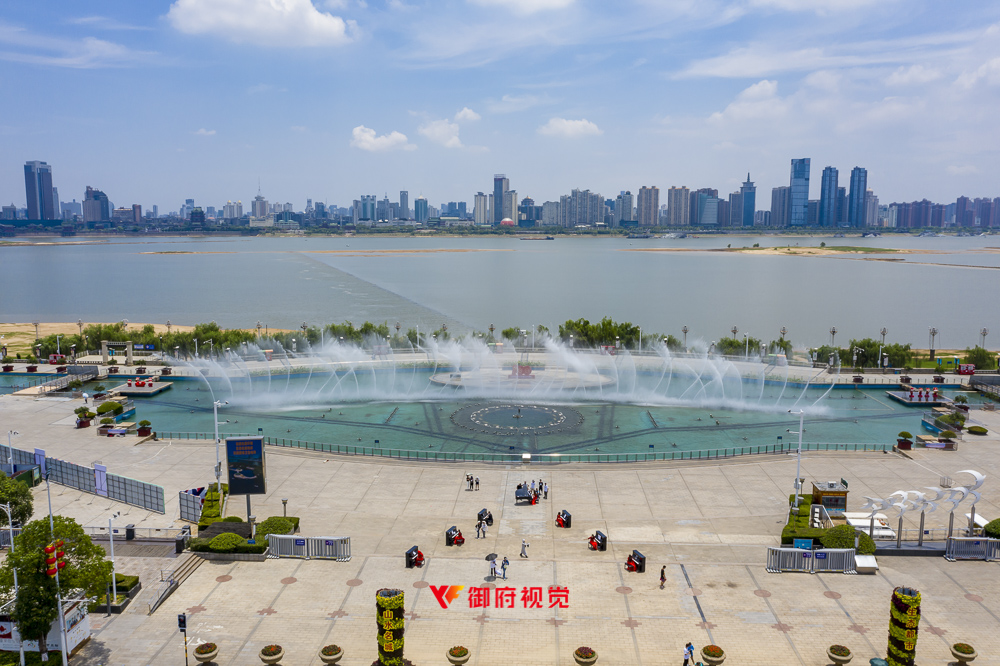 红谷滩,秋水广场,音乐喷泉,航拍宣传,南昌航拍摄影