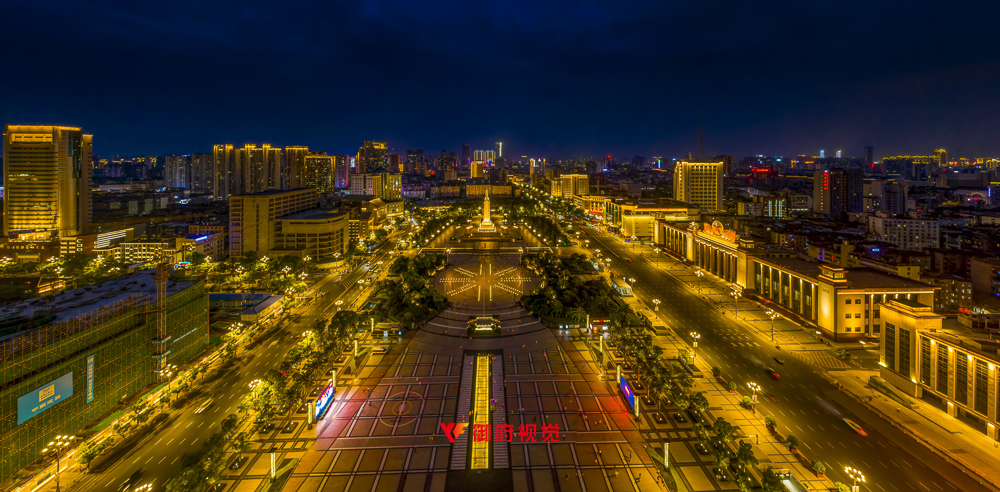 南昌八一广场,城市地标,市政亮化,广告航拍