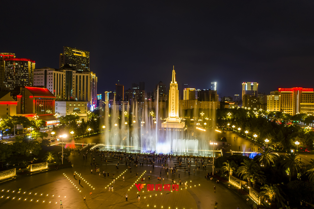 南昌八一广场,城市地标,市政亮化,广告航拍
