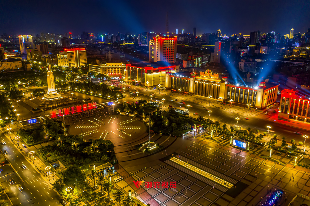 南昌八一广场,城市地标,市政亮化,广告航拍
