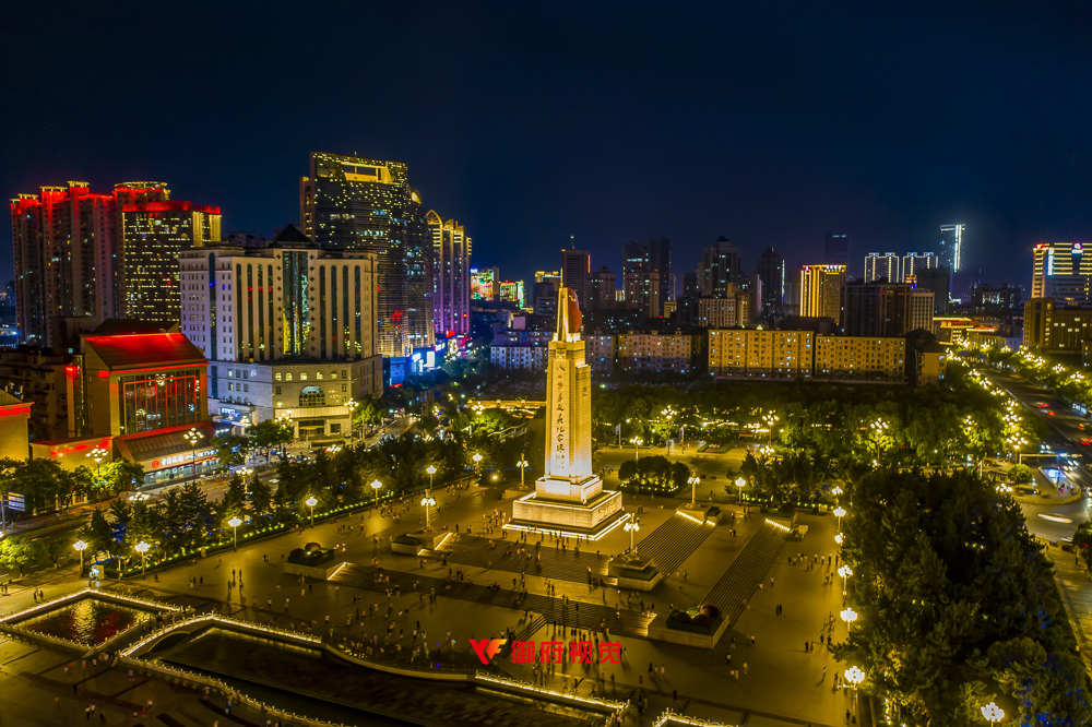 南昌八一广场,城市地标,市政亮化,广告航拍