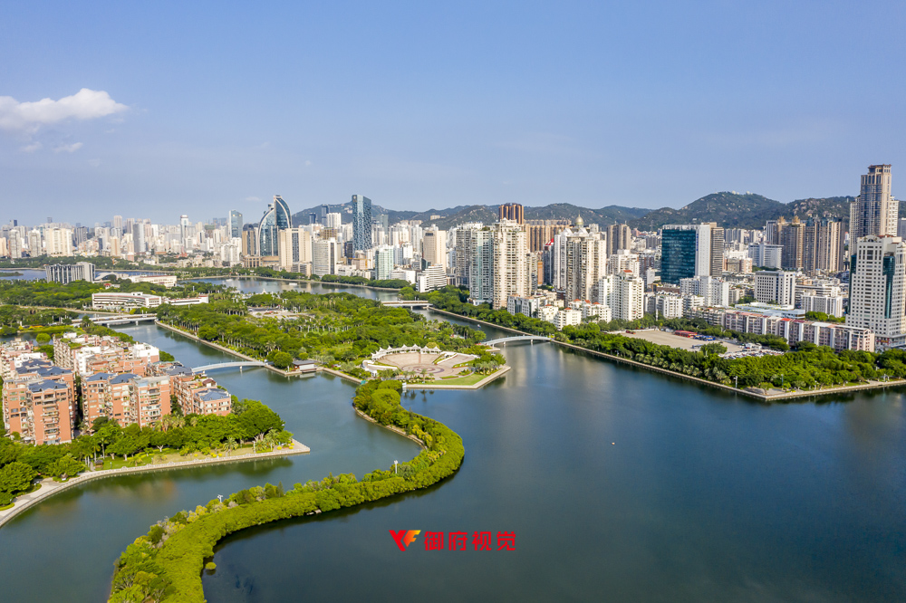 厦门白鹭洲,城市风光,航拍摄影,厦门建筑摄影